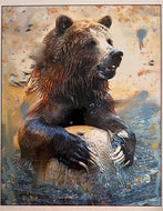 Grizzly with Rock Print