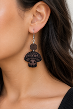 Load image into Gallery viewer, Wood Mushroom Man Earrings