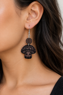 Wood Mushroom Man Earrings